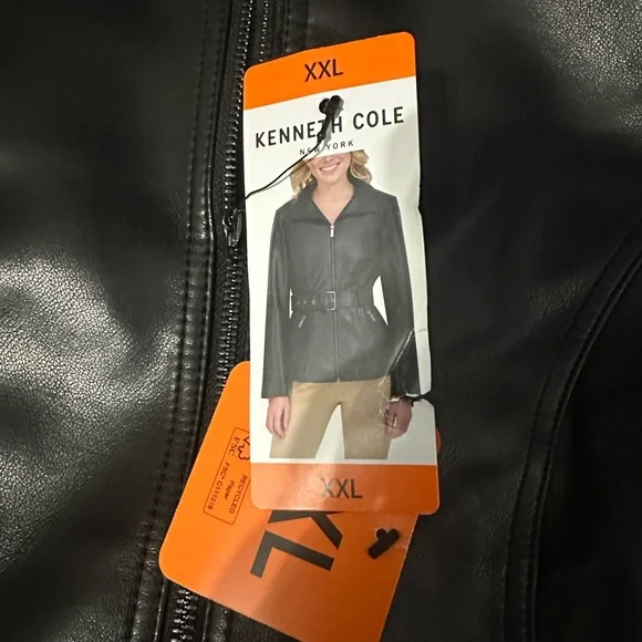 Kenneth Cole Dark Leather Jacket with Belt - Picture 4 of 4